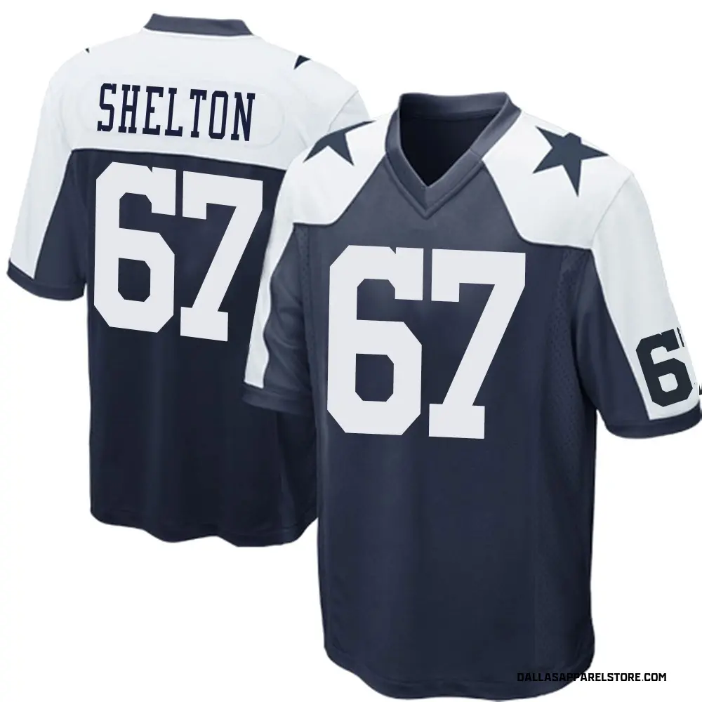Drew Shelton Men's Game Navy Blue Dallas Cowboys Throwback Jersey