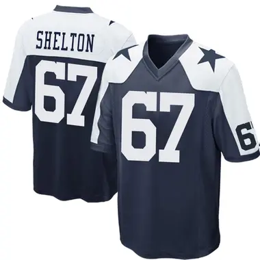 Drew Shelton Men's Game Navy Blue Dallas Cowboys Throwback Jersey