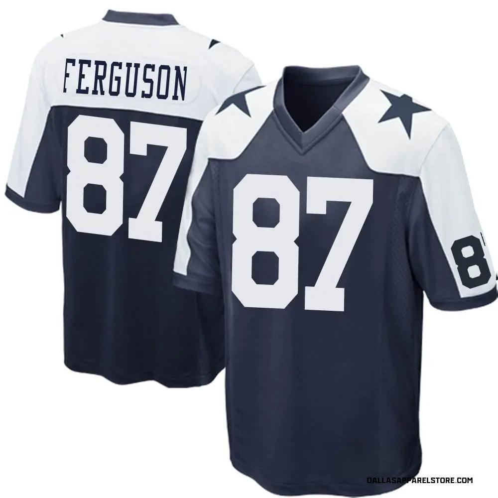 Jake Ferguson Youth Game Navy Blue Dallas Cowboys Throwback Jersey