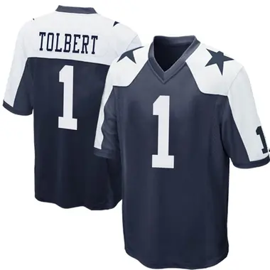 Jalen Tolbert Men's Game Navy Blue Dallas Cowboys Throwback Jersey