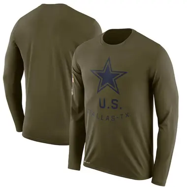 Men's Legend Olive Dallas Cowboys 2018 Salute to Service Sideline Performance Long Sleeve T-Shirt
