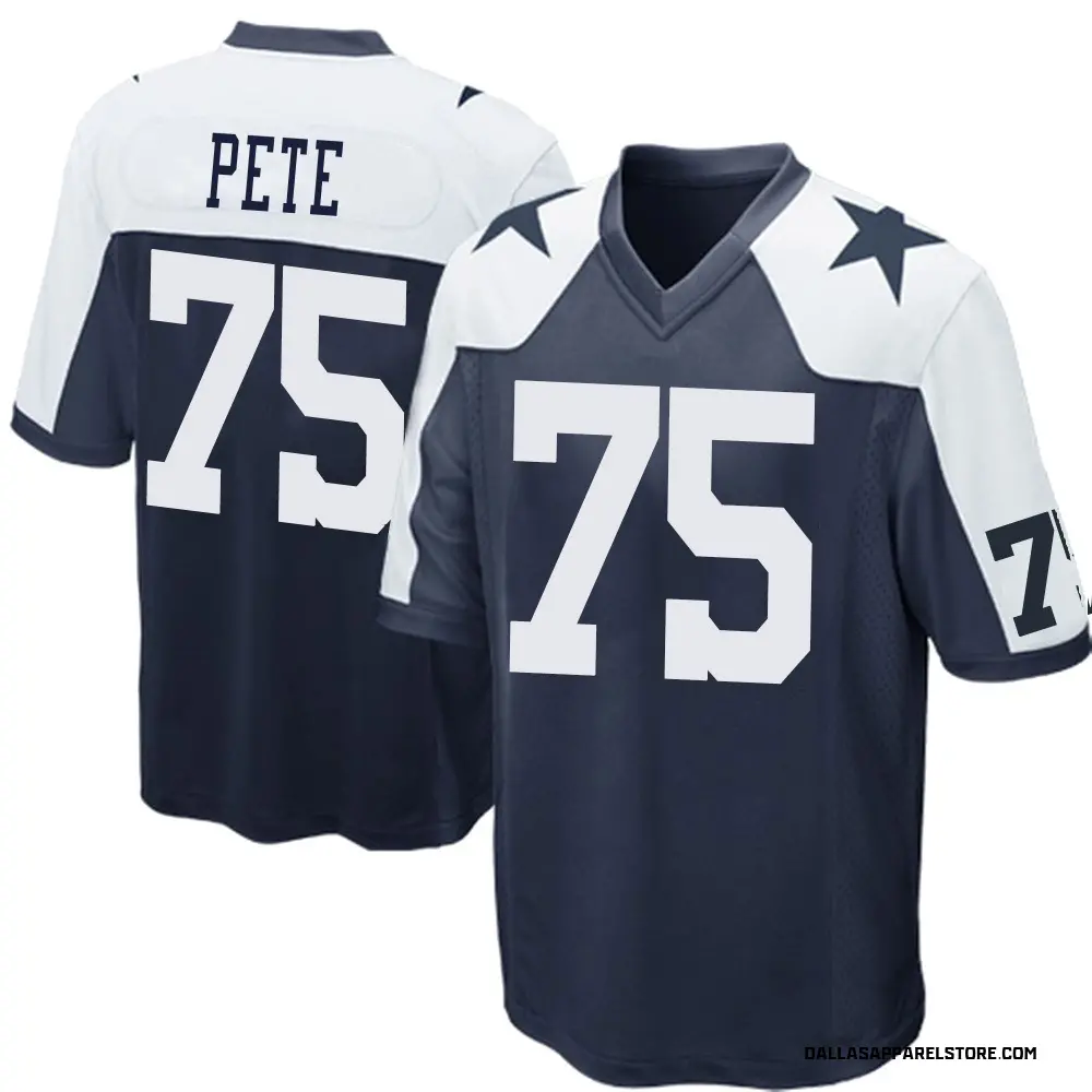 Shiyazh Pete Men's Game Navy Blue Dallas Cowboys Throwback Jersey