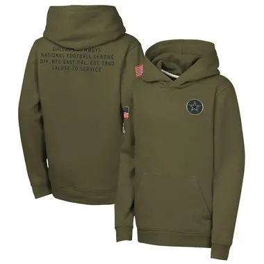 Youth Olive Dallas Cowboys 2025 Salute to Service Club Fleece Hoodie